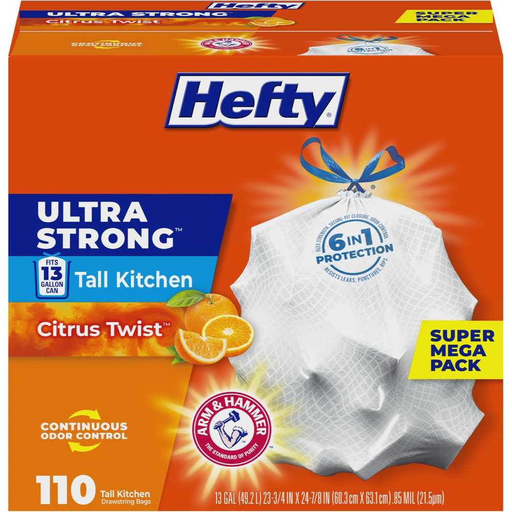 110-Pack Hefty Ultra Strong 13-Gallon Trash Bags (Citrus Twist)