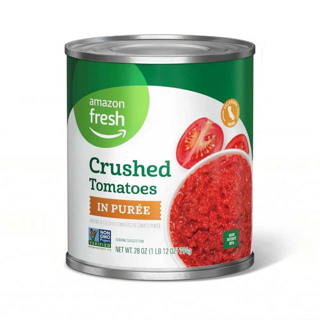 Amazon Fresh Crushed Canned Tomatoes in Purée, 28 oz.
