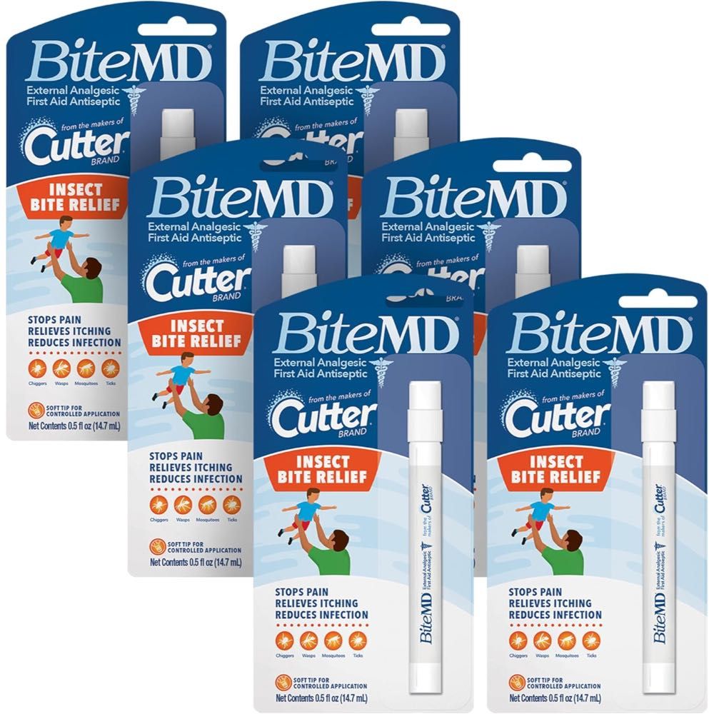 6-Pack Cutter Bite MD Insect Bite Relief Analgesic & Antiseptic Stick
