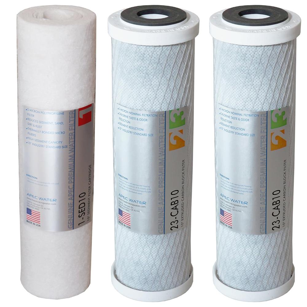 APEC Water Systems US-Made 3-Piece Replacement Filter Set for Undersink RO Systems