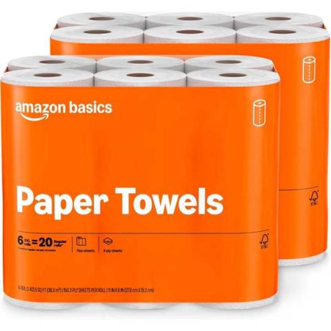 12-Pack Amazon Basics 2-Ply Paper Towels