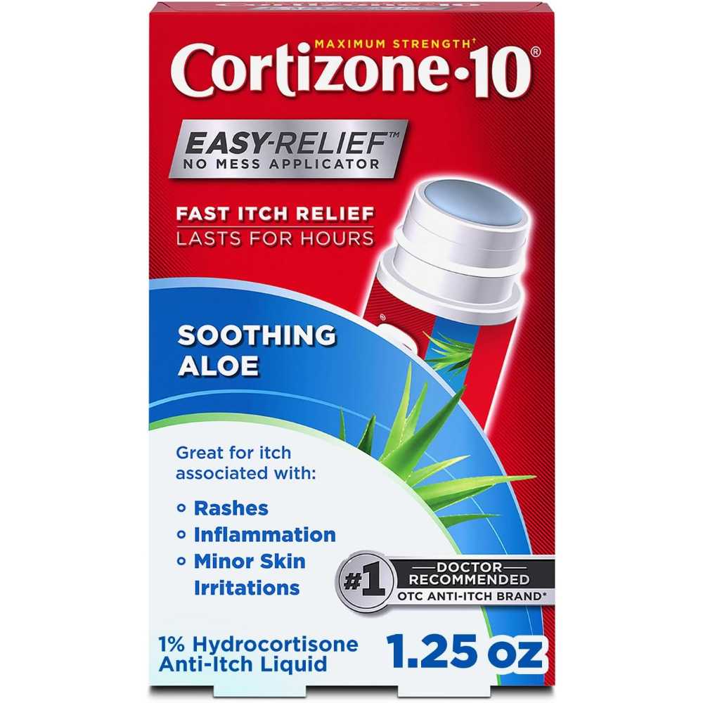 6-Pack Cortizone-10 Maximum Strength Soothing Aloe Itch Relief No-Mess Applicator, 1.25 oz.