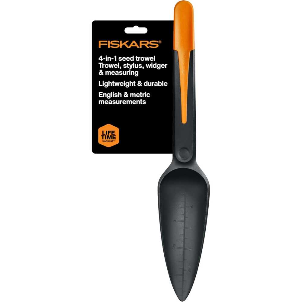 Fiskars 4-in-1 Seed Trowel, Stylus, Widger & Measuring Tool
