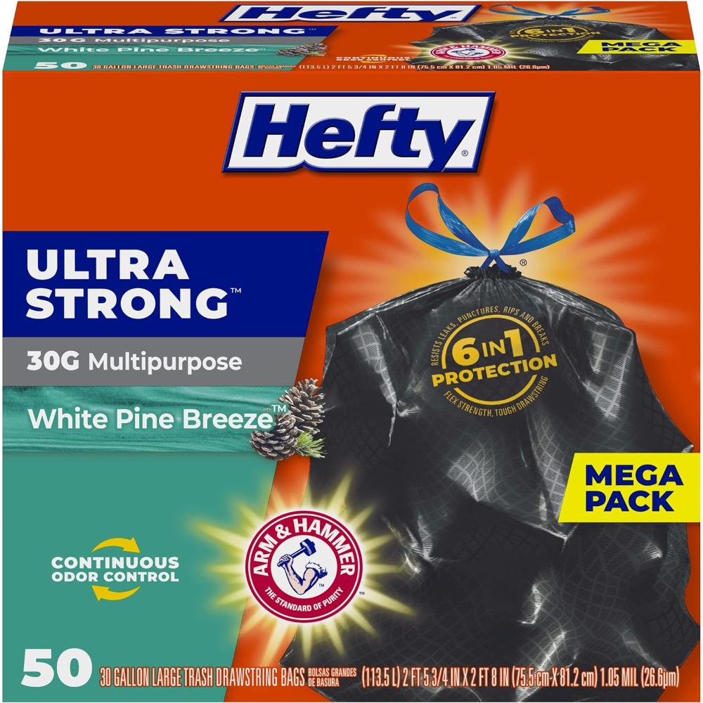 Prime Members: 50-Pack Hefty Ultra Strong 30-Gallon Trash Bags