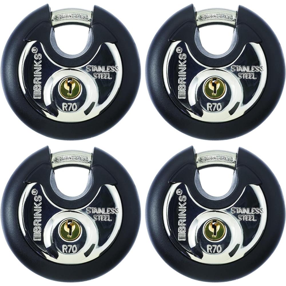 4-Pack Brinks 70mm Discus Padlock