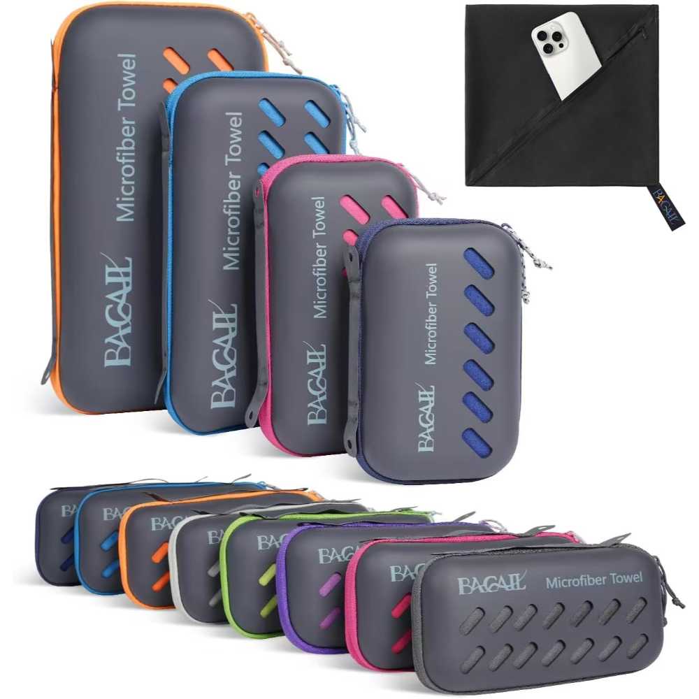 Bagail XXL 36" x 72" Camping Towel w/ EVA Case (Black)