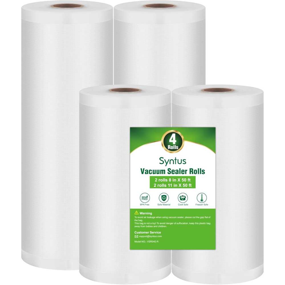 4-Pack Syntus Vacuum Sealer Bag Rolls (8" x 50' & 11" x 50')