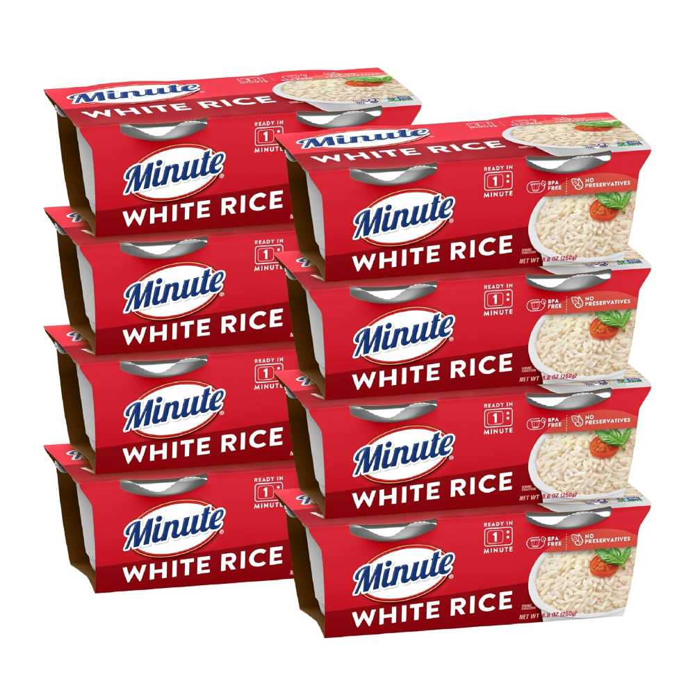 8-Pack (16 Cups) Minute Ready-to-Serve White Rice Cups, 8.8 oz.