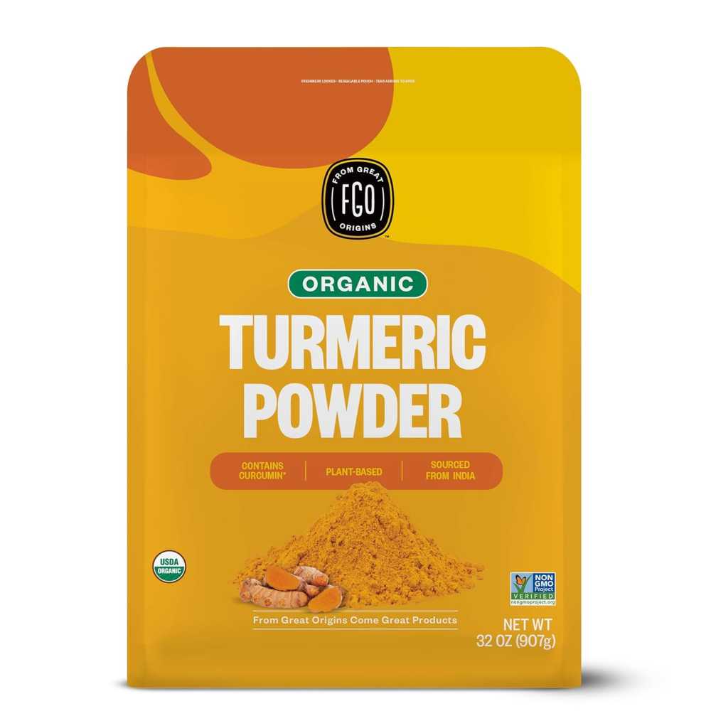FGO Organic Turmeric Powder w/ Curcumin Bulk Pouch, 32 oz.