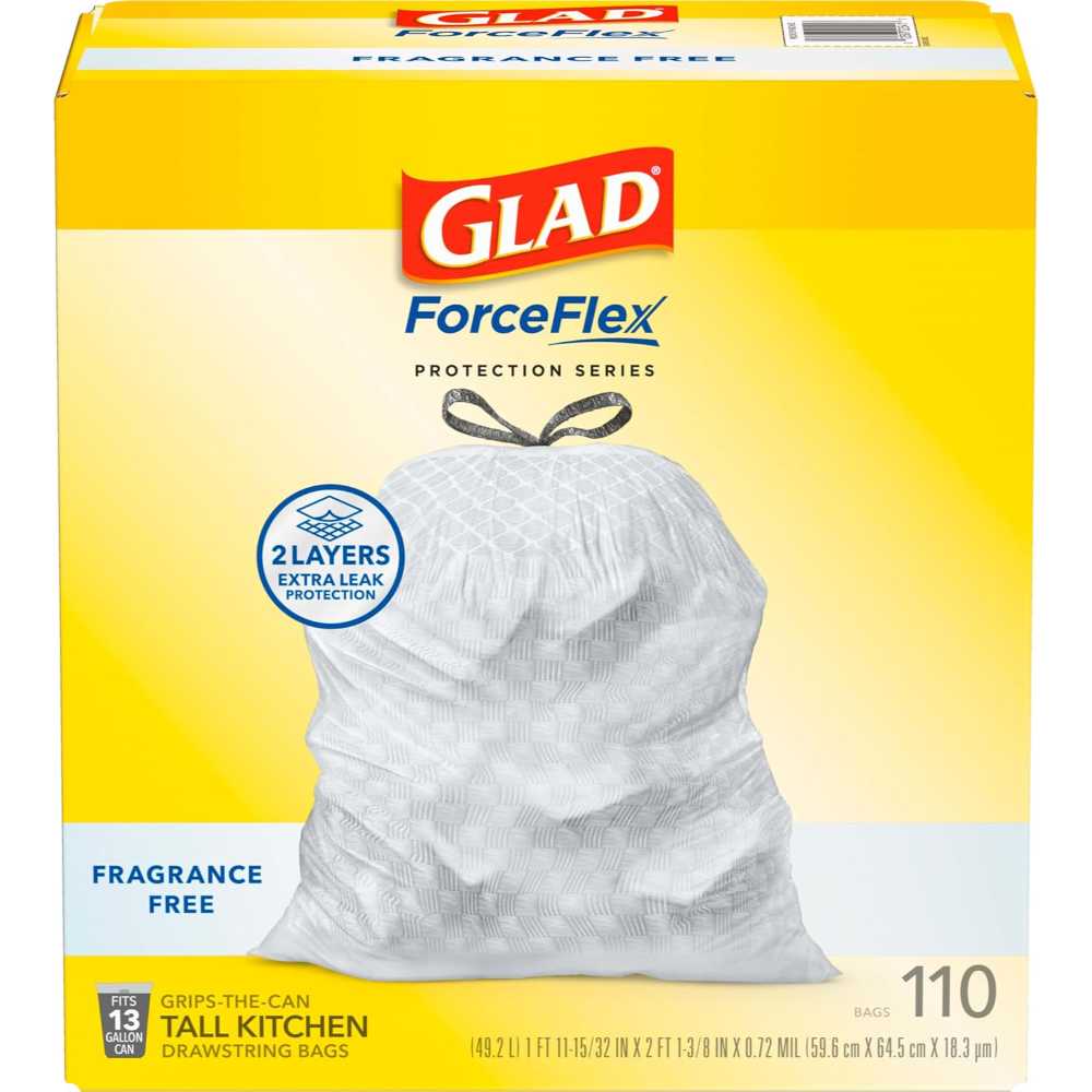 110-Pack Glad ForceFlex 13-Gallon Garbage Bags (Unscented)