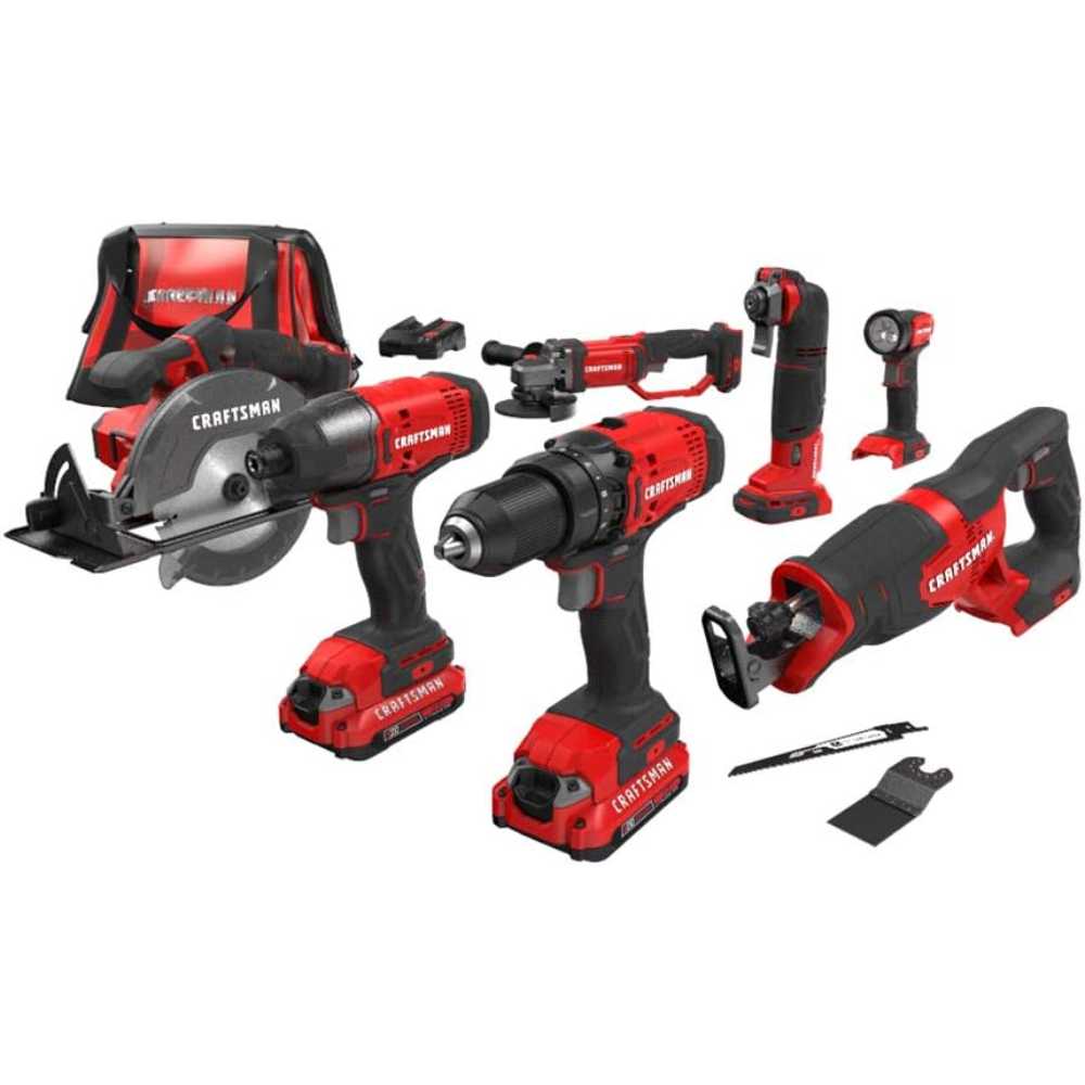 Craftsman V20 7-Tool Cordless Power Tool Combo Kit w/ 2x Batteries & Charger