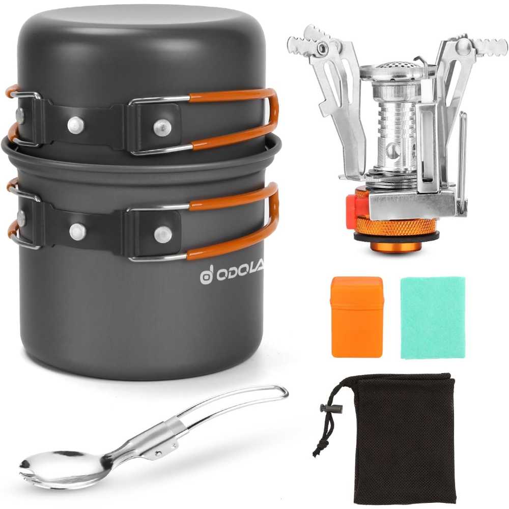 Prime Members: Odoland 6-Piece Camping Cookware Set w/ Mess Kit & Stove