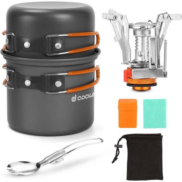 Prime Members: Odoland 6-Piece Camping Cookware Set w/ Mess Kit & Stove