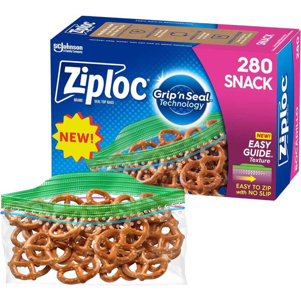 280-Pack Ziploc Snack Bags w/ EasyGuide Texture