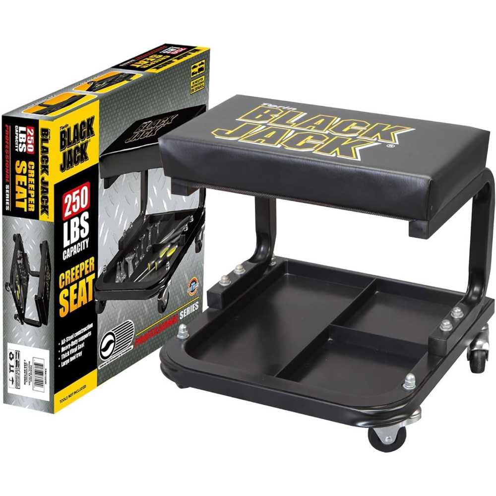 Torin Black Jack Rolling Creeper Garage/Shop Seat w/ Tool Tray Storage