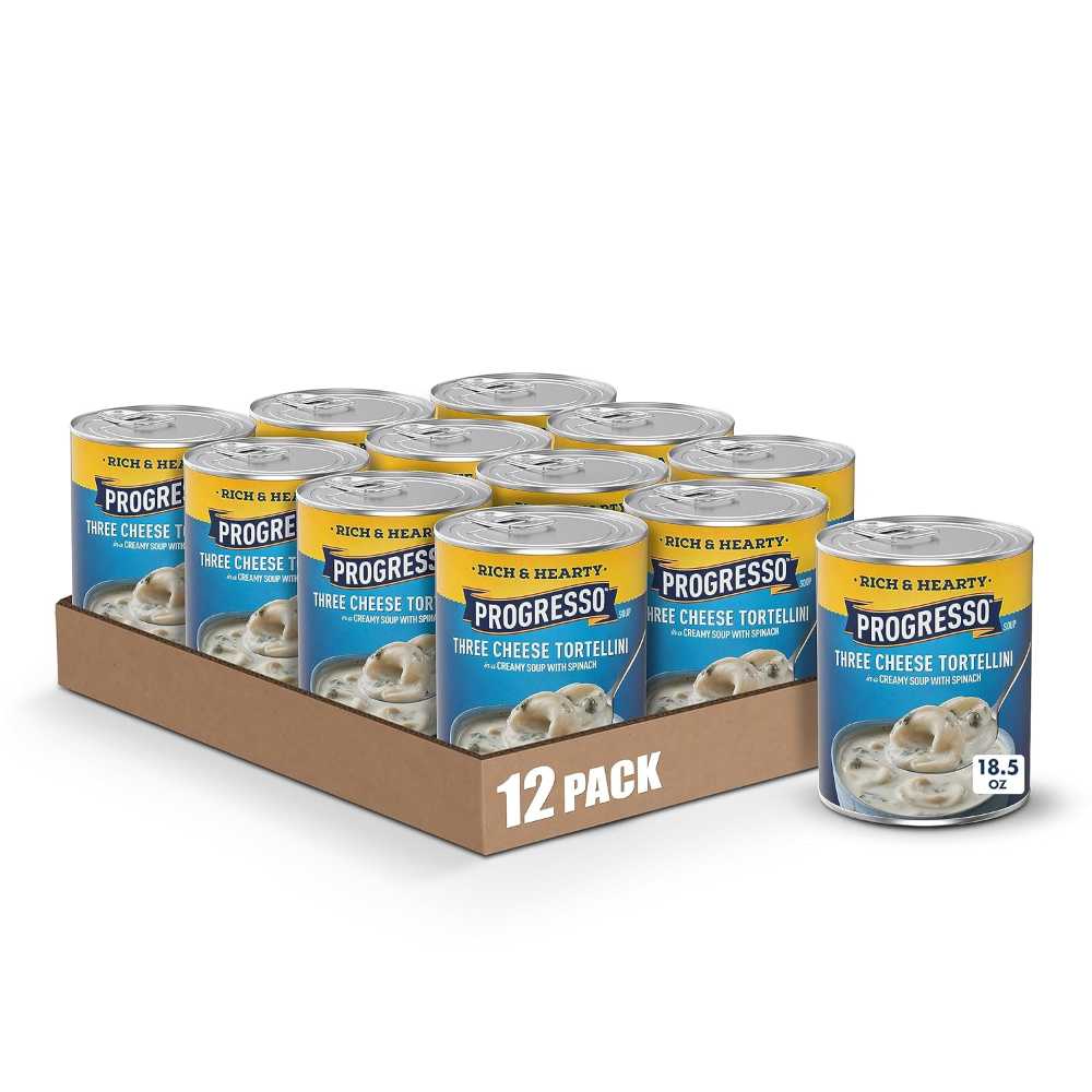 12-Pack Progresso Rich & Hearty Canned Soup, 18.5 oz. (Three Cheese Tortellini)