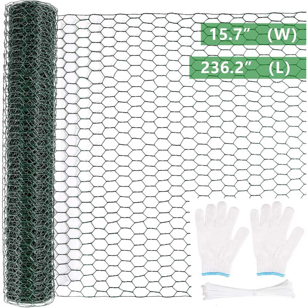 Aboofx 236.2" x 15.8" Galvanized Poultry Mesh + 50x Zip Ties