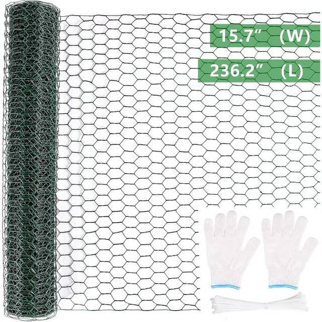 Aboofx 236.2" x 15.8" Galvanized Poultry Mesh + 50x Zip Ties