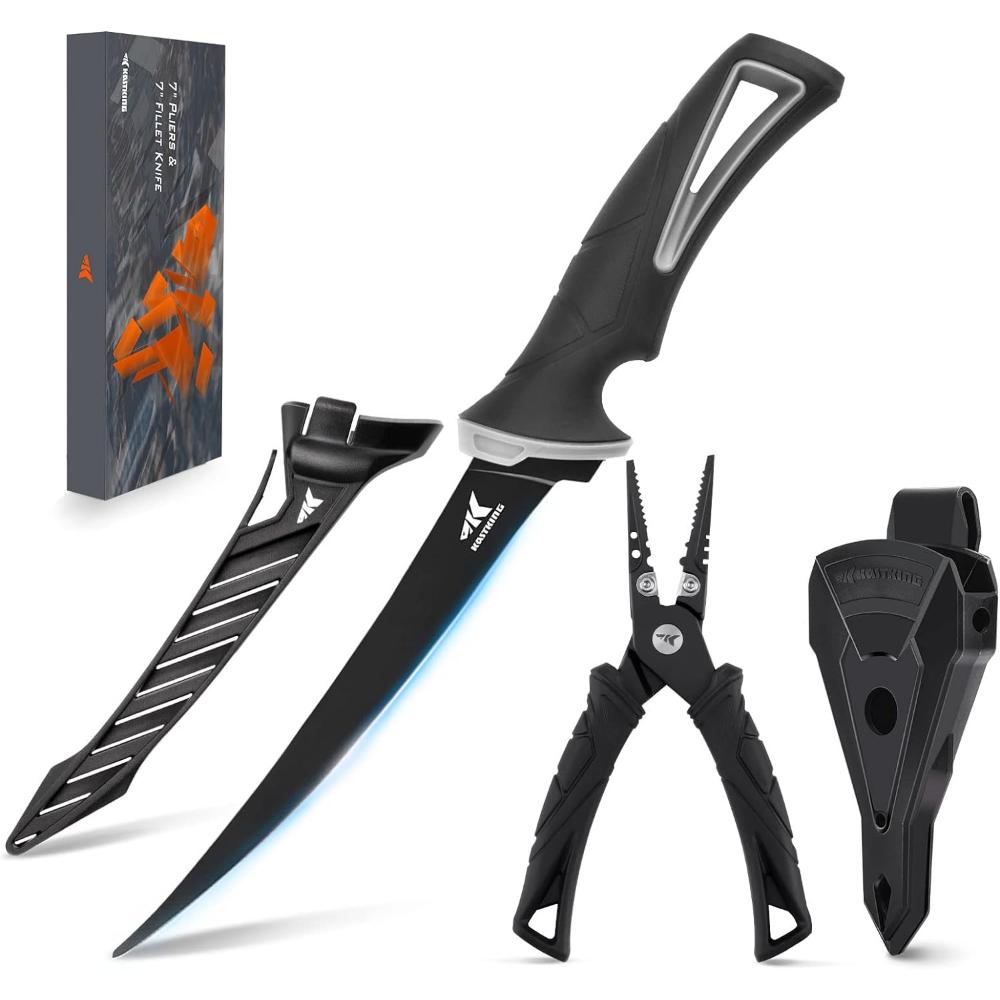 KastKing 7" Filet Knife + 7" FIshing Pliers w/ Molded Sheaths
