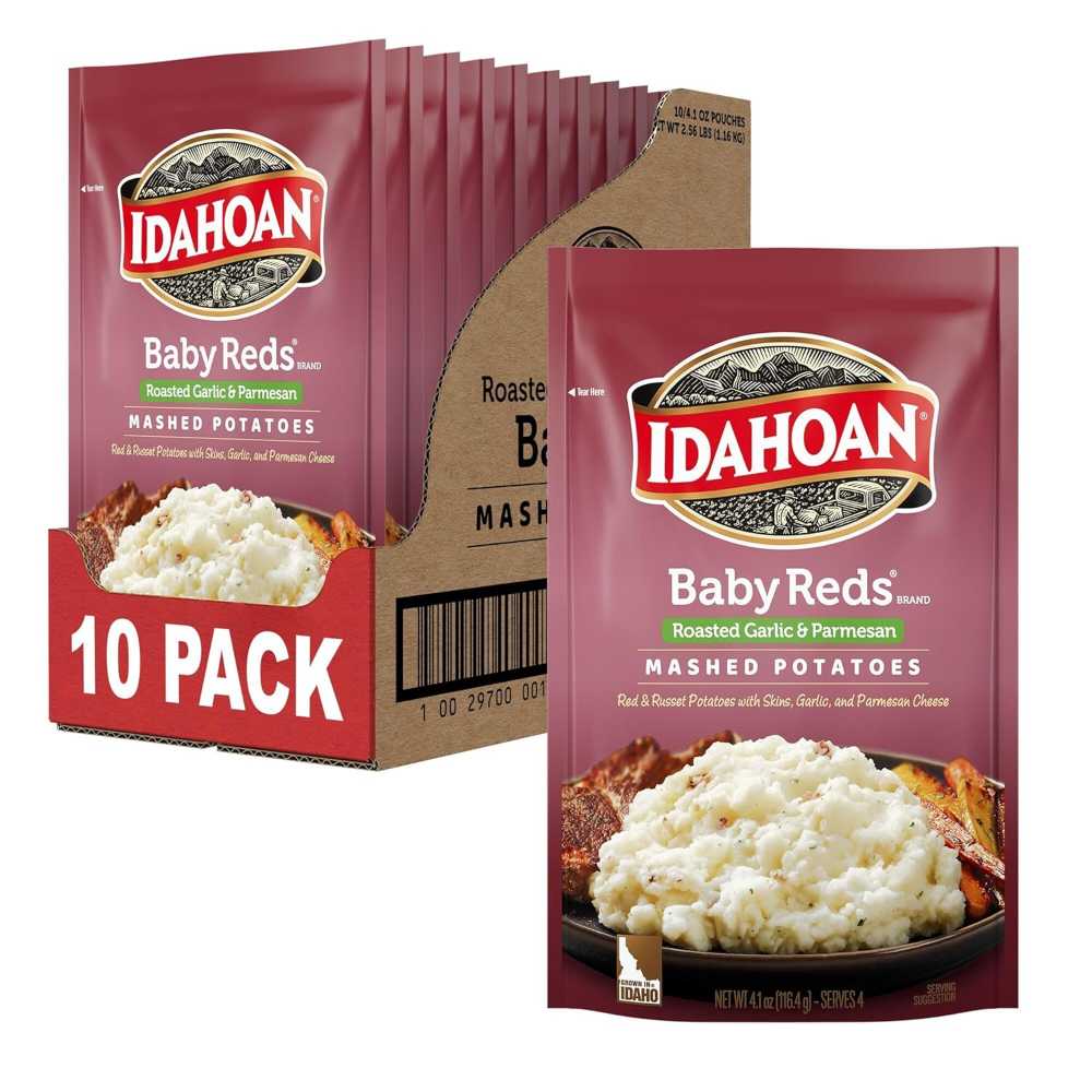 10-Pack Idahoan Idahoan Baby Reds Roasted Garlic & Parmesan Mashed Potatoes, 4 oz.
