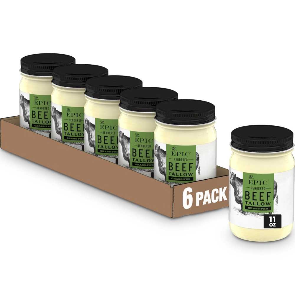6-Pack EPIC Grass-Fed Beef Tallow, 11 oz. Jar ($4.37 / Each)
