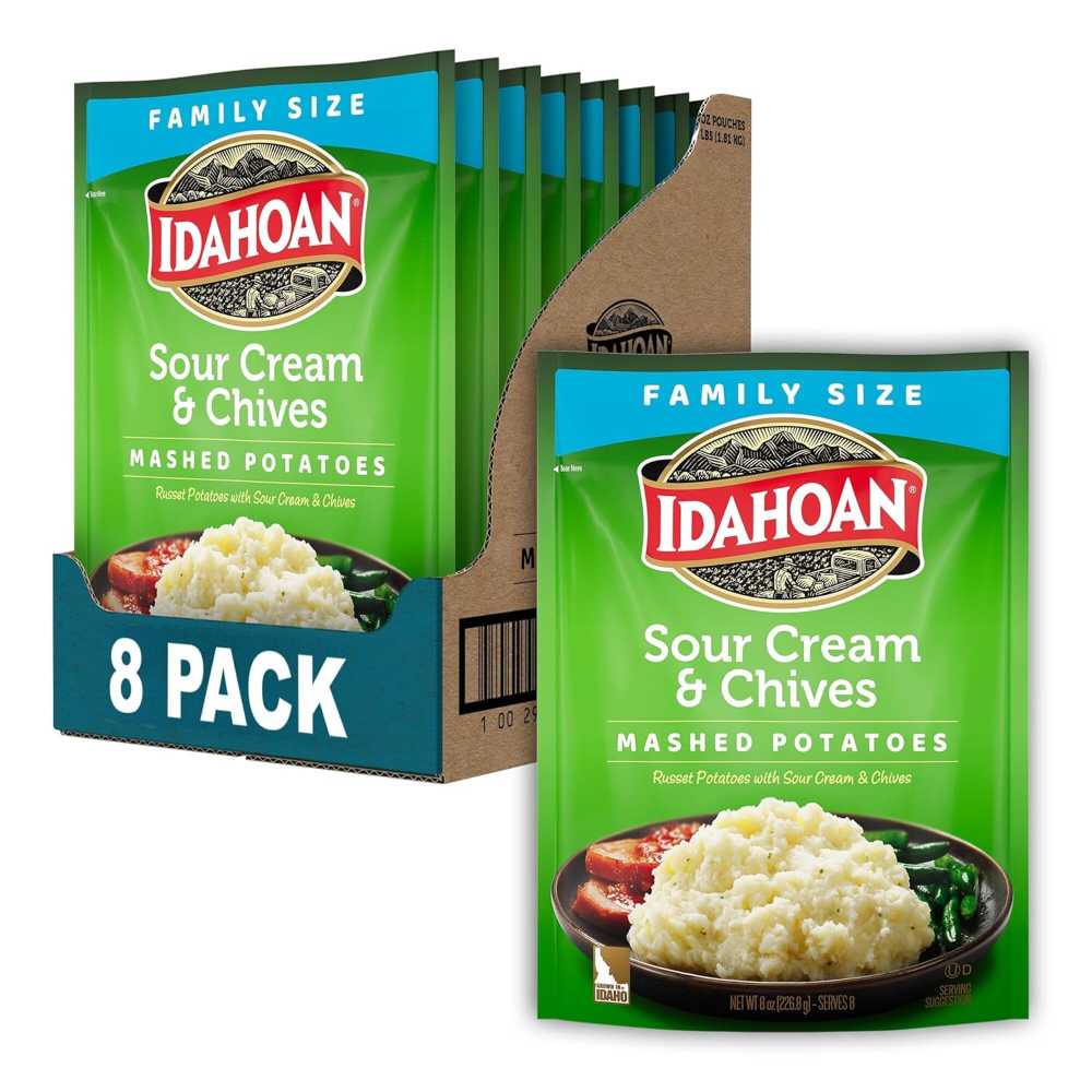 8-Pack Idahoan Sour Cream & Chives Mashed Potatoes, Family Size 8 oz.