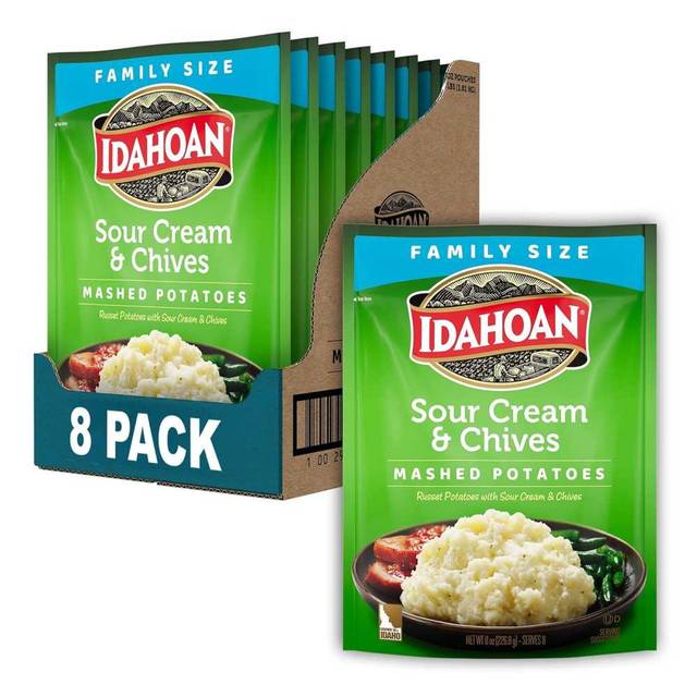 8-Pack Idahoan Sour Cream & Chives Mashed Potatoes, Family Size 8 oz.