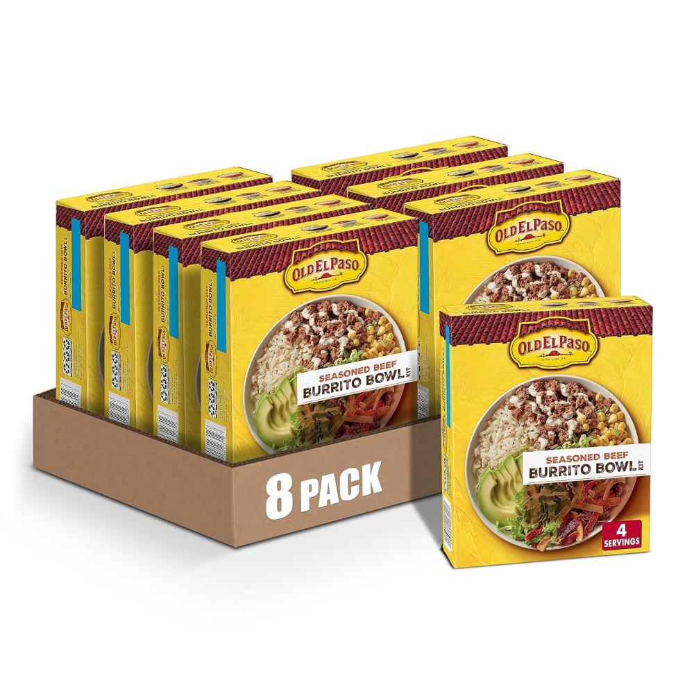 8-Pack Old El Paso Burrito Bowl Kit, Seasoned Ground Beef, 11 oz.