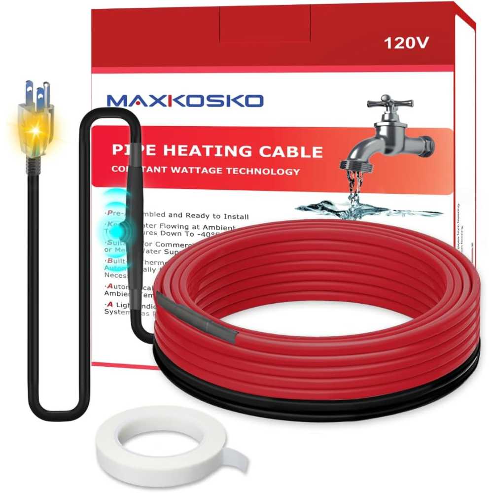 Maxkosko 45' Pipe Heating Cable w/ Tape (7W/FT)