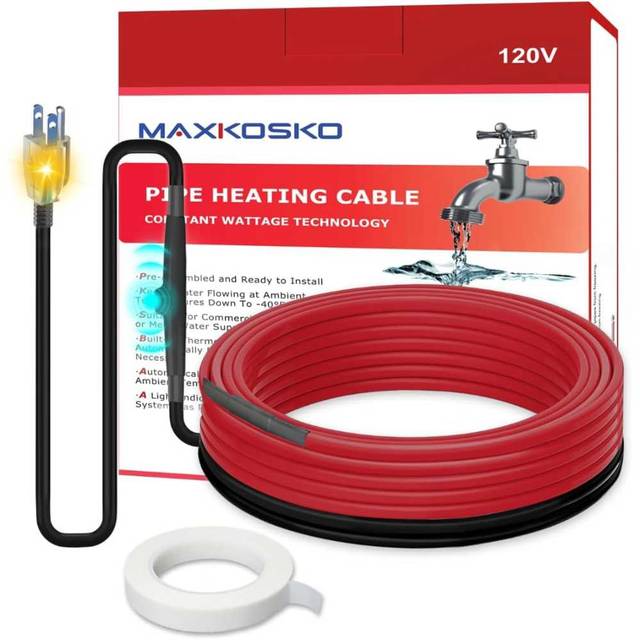 Maxkosko 45' Pipe Heating Cable w/ Tape (7W/FT)