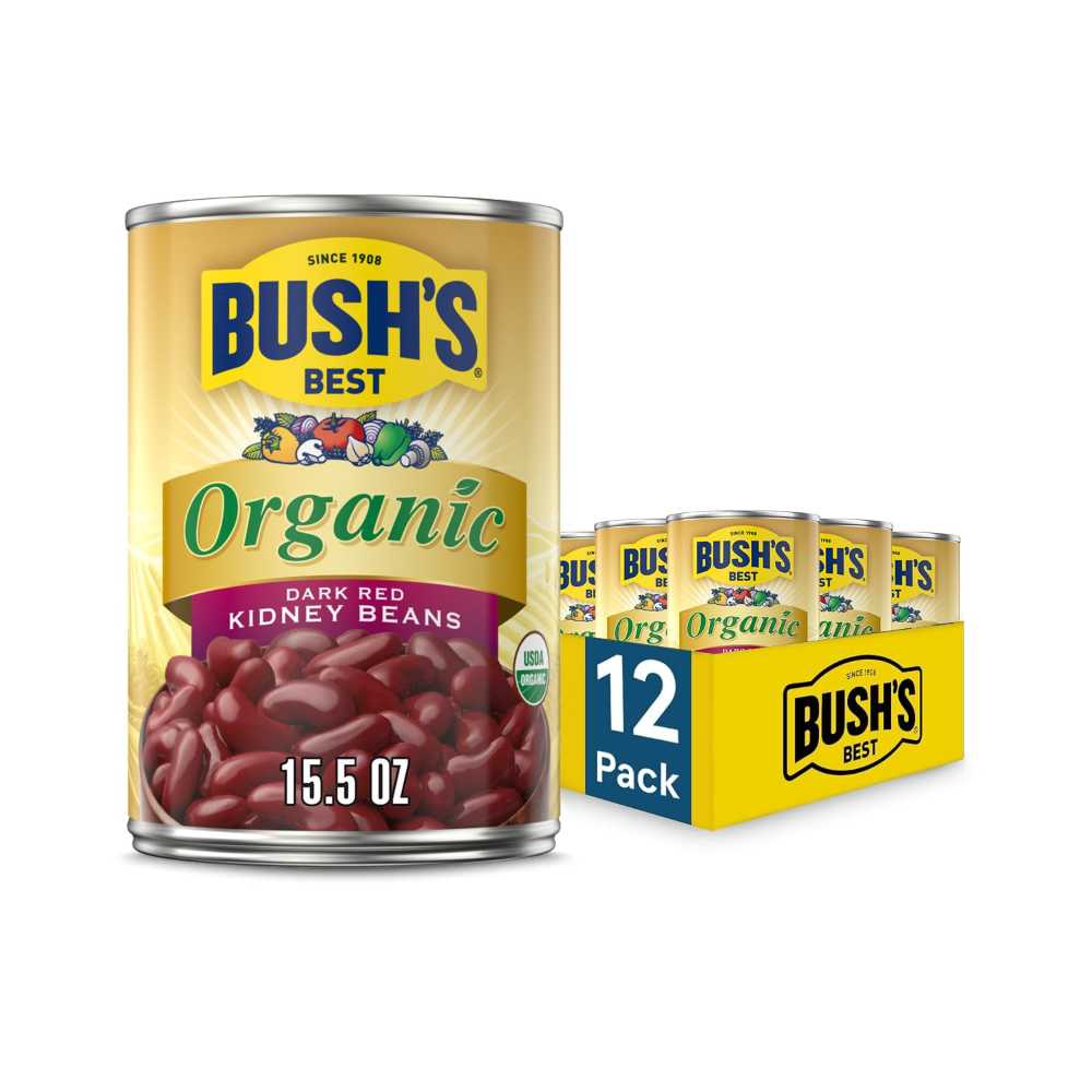12-Pack Bush's Best Organic Dark Red Kidney Beans, 15 oz.