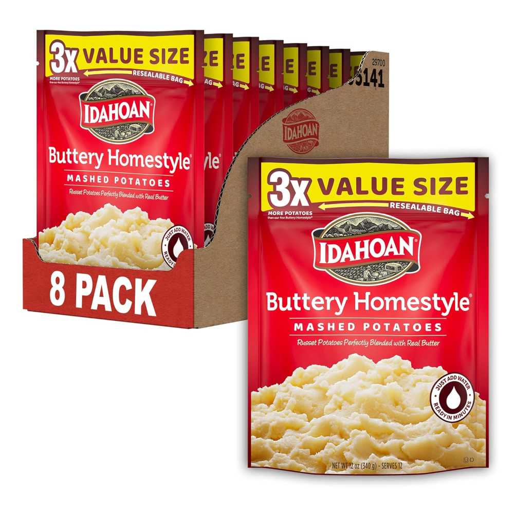 8-Pack Idahoan Buttery Homestyle Mashed Potatoes, Value Size, 12 oz.