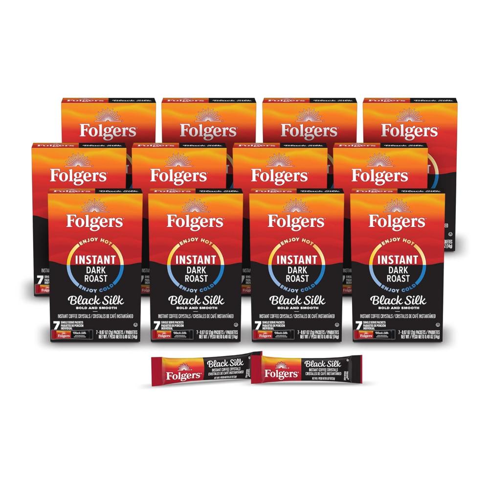 84-Pack Folgers Black Silk Instant Coffee Crystals Packets