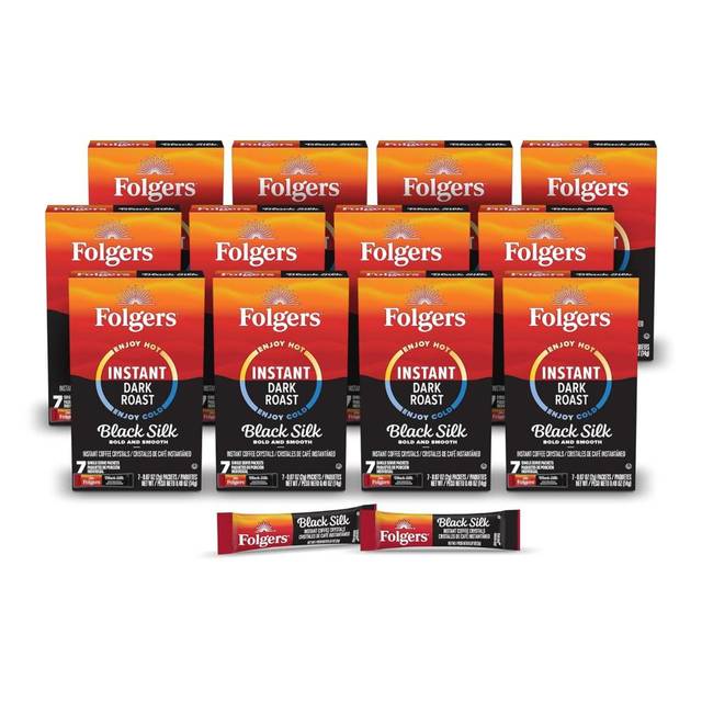 84-Pack Folgers Black Silk Instant Coffee Crystals Packets