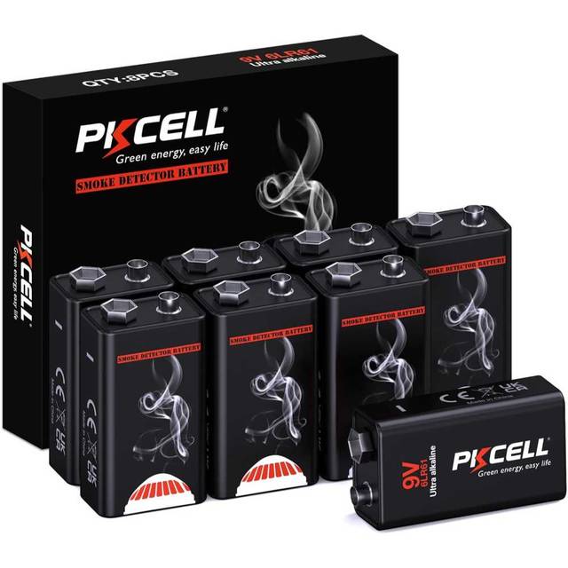8-Pack PKCELL 9V Alkaline Batteries