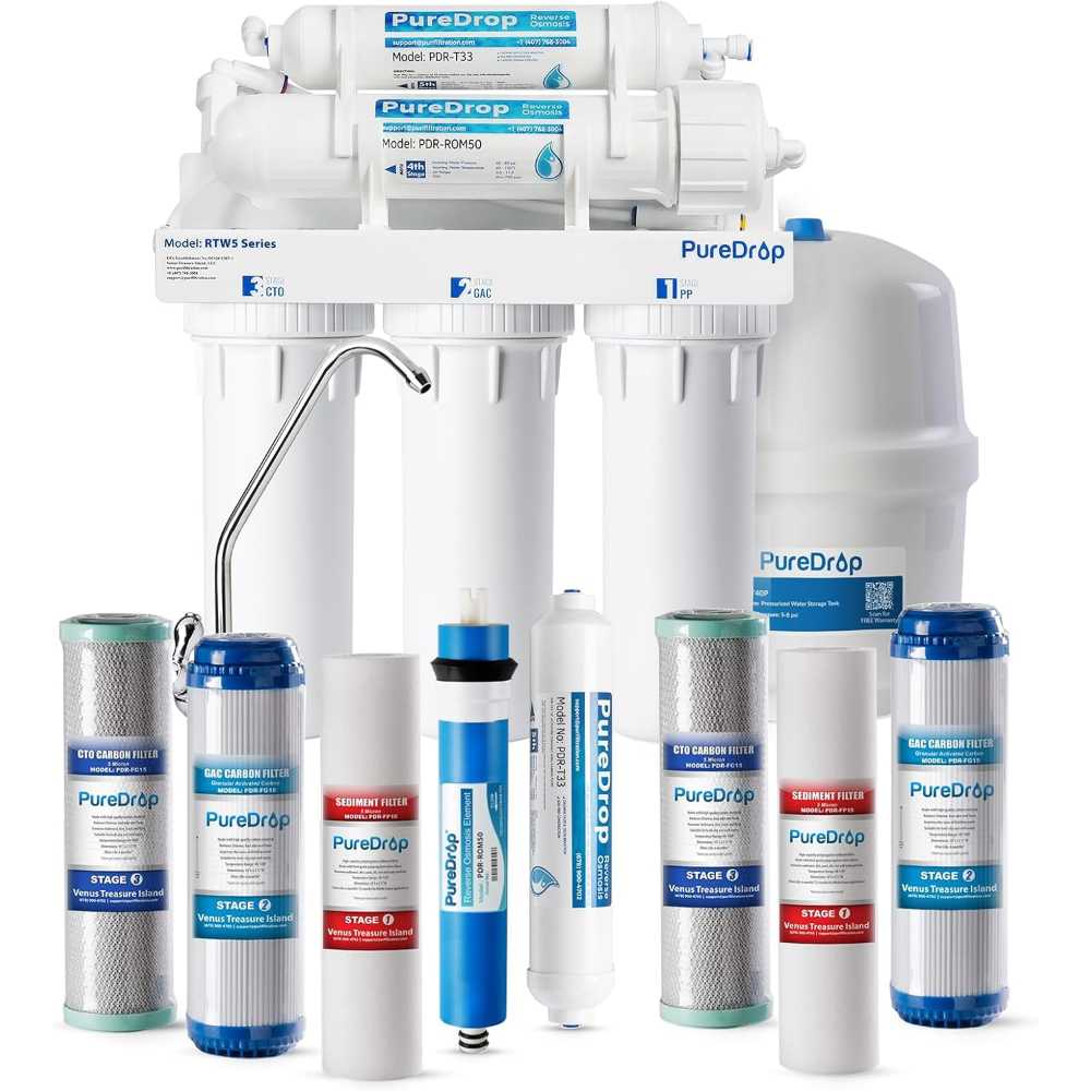 PureDrop RTW5 5-Stage 50 GPD Reverse Osmosis Water Filter System