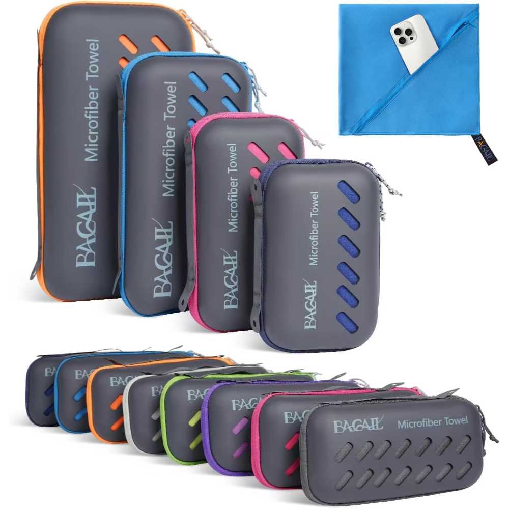 Bagail XS 16" x 32" Camping Towel w/ EVA Case (Blue)