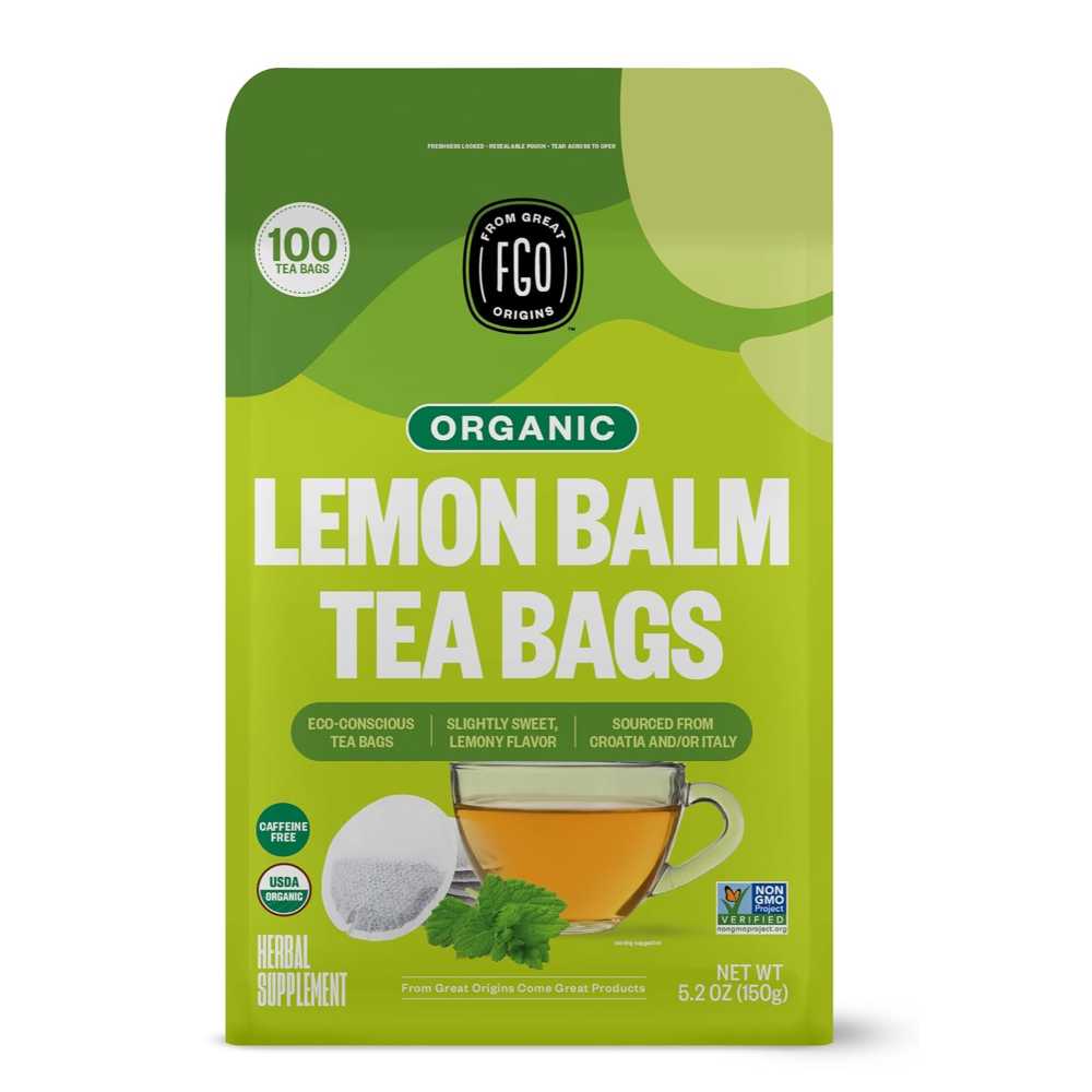 100-Pack FGO Organic Lemon Balm Tea Bags