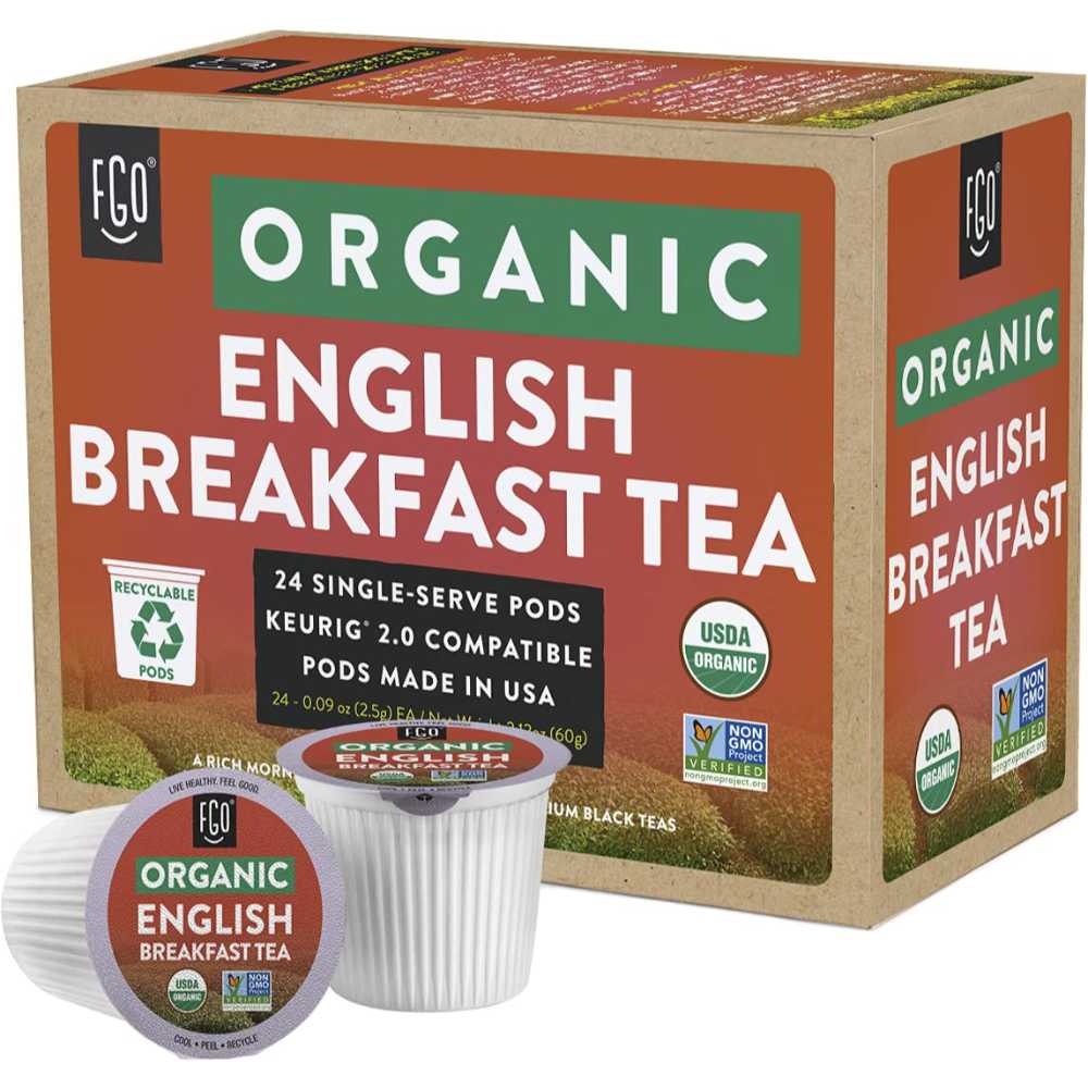 24-Pack FGO Organic English Breakfast Tea K-Cup Pods