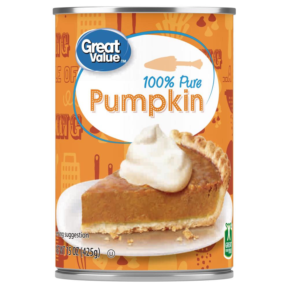 Great Value 100% Pure Canned Pumpkin, 15 oz.