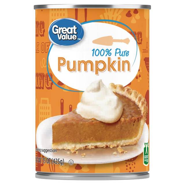 Great Value 100% Pure Canned Pumpkin, 15 oz.