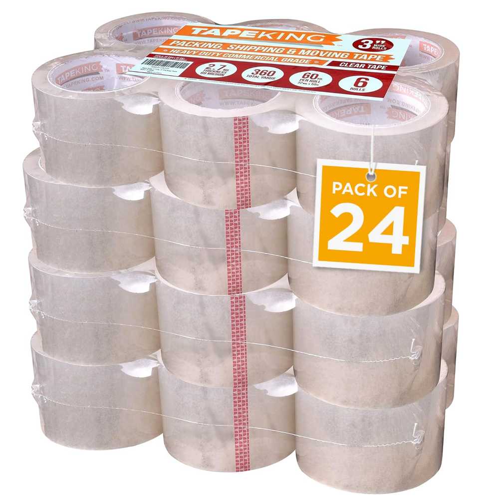 24-Pack Tape King Wide Heavy Duty Clear Packing Tape (3" x 60 Yard)