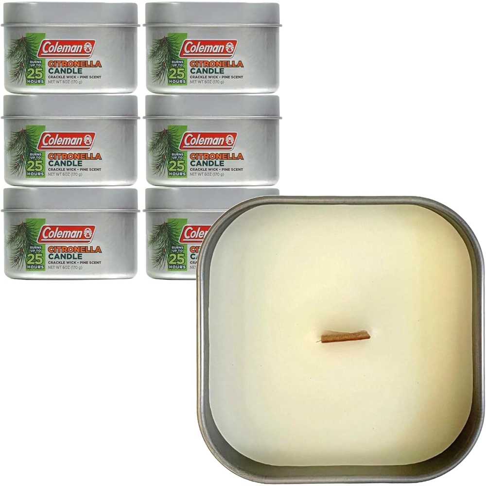 6-Pack Coleman Outdoor Citronella Candle w/ Wooden Crackle Wick