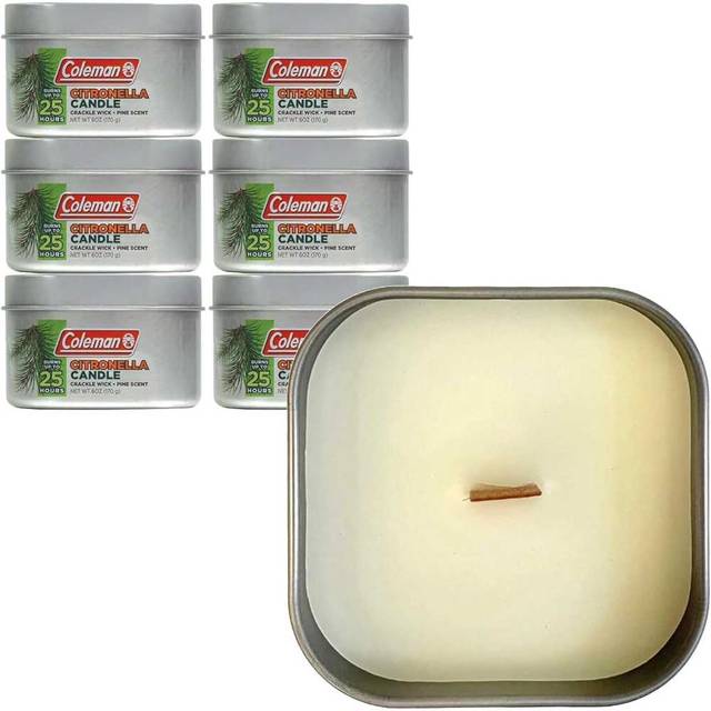 6-Pack Coleman Outdoor Citronella Candle w/ Wooden Crackle Wick