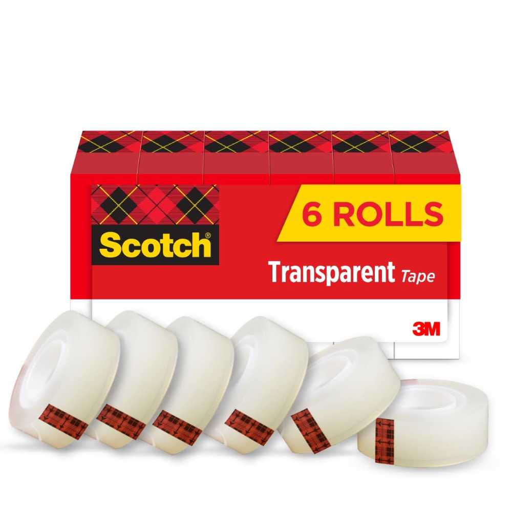 6-Pack Scotch Transparent Tape Bulk Rolls (3/4" x 1296")
