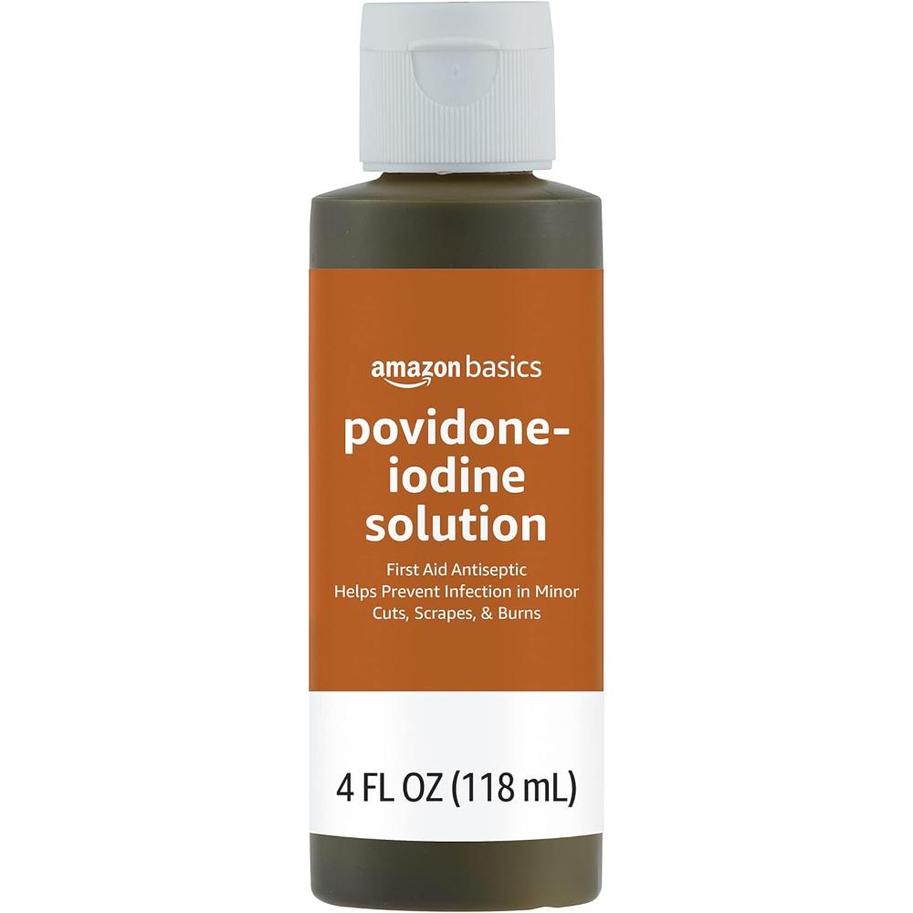 Amazon Basics First Aid Antiseptic 10% Povidone Iodine, 4 oz.