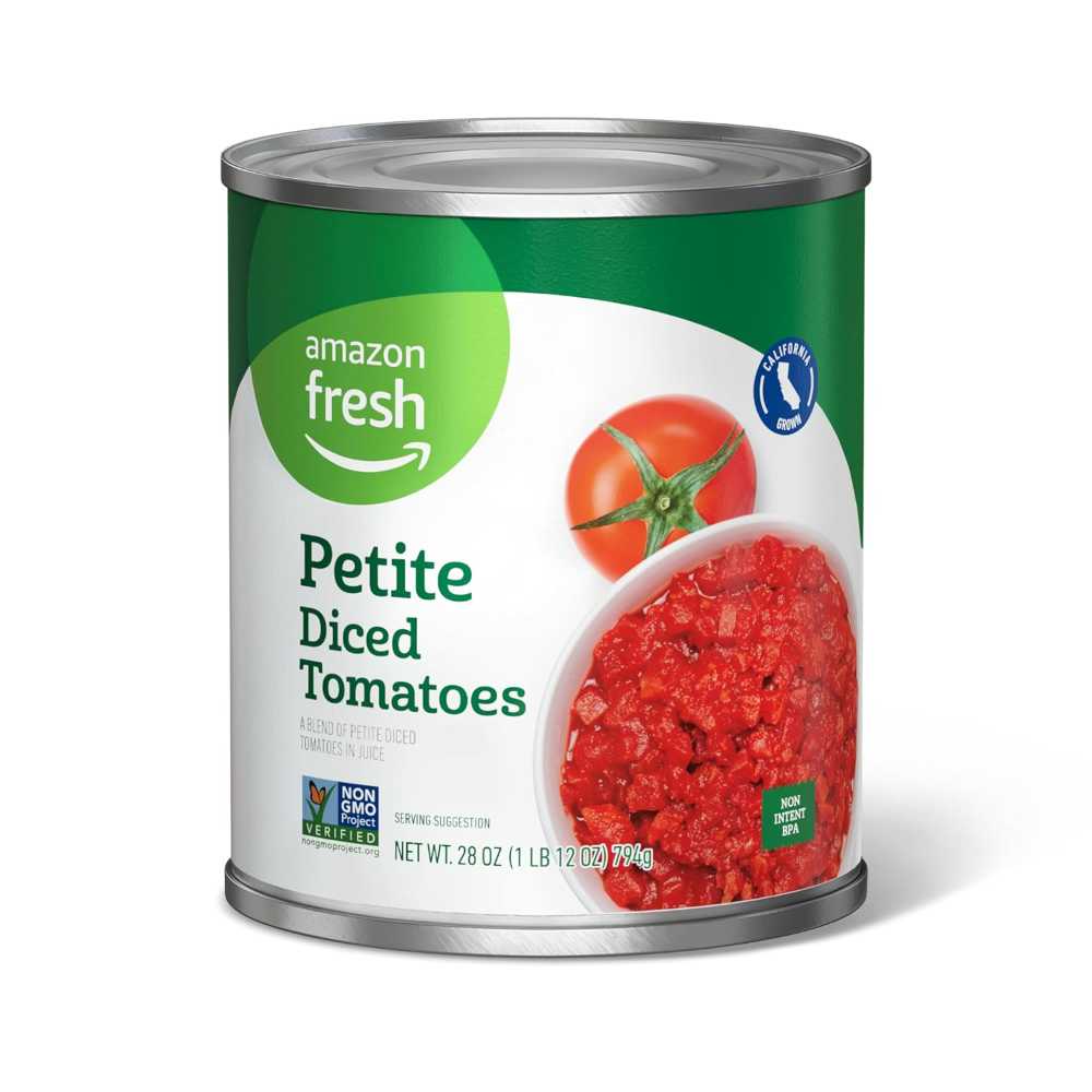 Amazon Fresh Petite Diced Tomatoes, 28 oz.