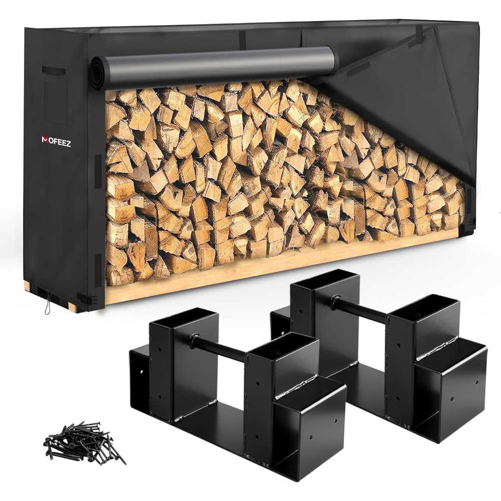Mofeez 8' Firewood Rack + Cover Combo