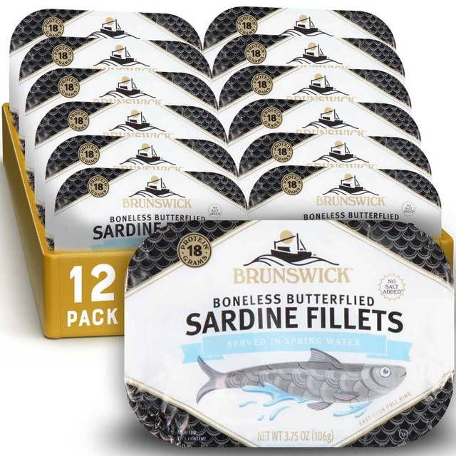 Double Coupon: 12-Pack Brunswick Sardines in Spring Water, 3.75 oz.