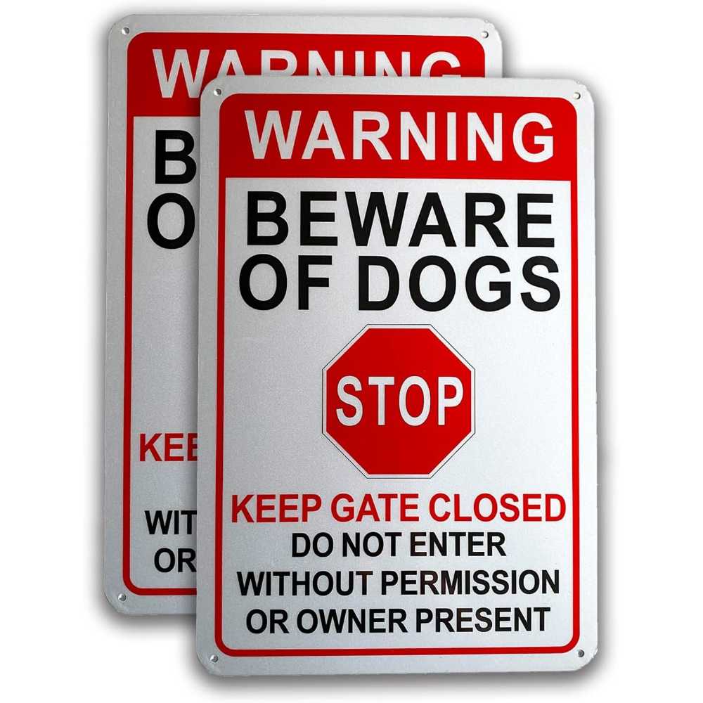 2-Pack Minton 12" x 8" Aluminum Weatherproof Beware of Dog Sign